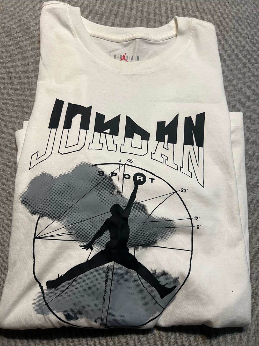 Jordan White Tee with Black Jumpman and Gray Graphic